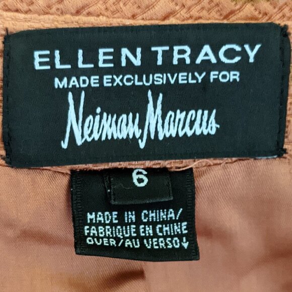 Ellen Tracy Neiman Marcus Floral Quilted Jacket Orange Tan 6 Vintage Preppy Work - Picture 9 of 11